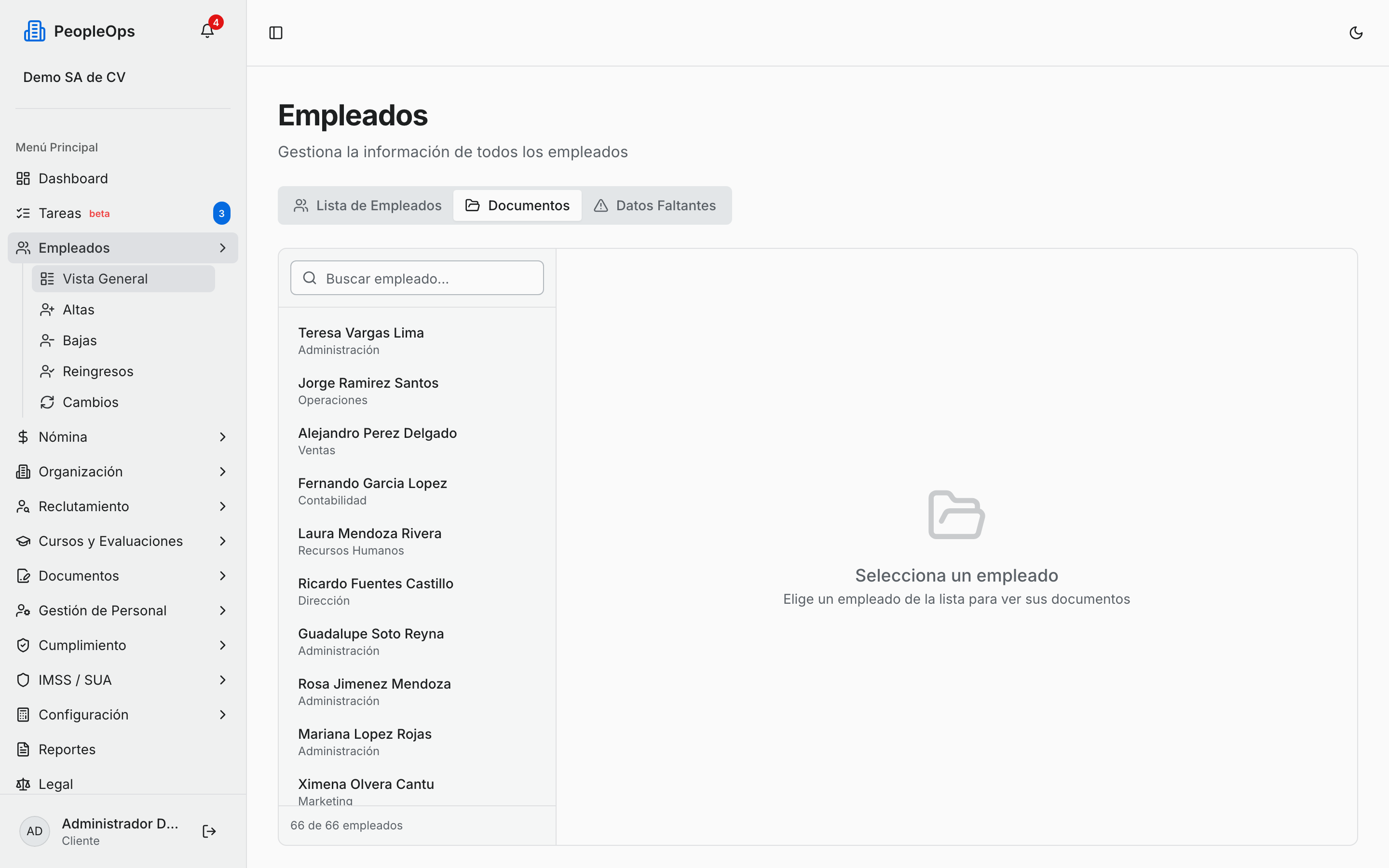 Vista de documentos de toda la plantilla