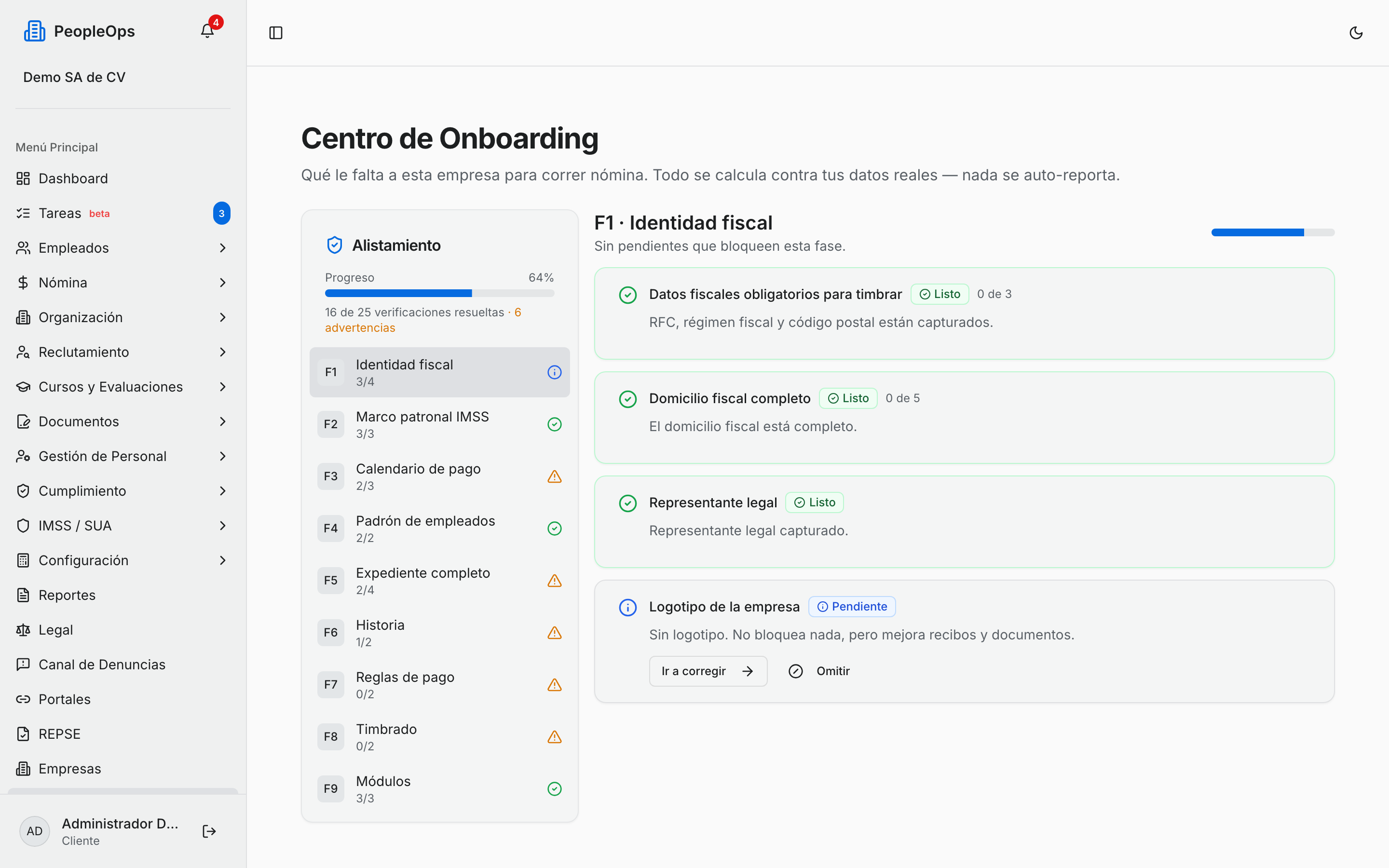 Centro de Onboarding: qué le falta a la empresa para correr nómina