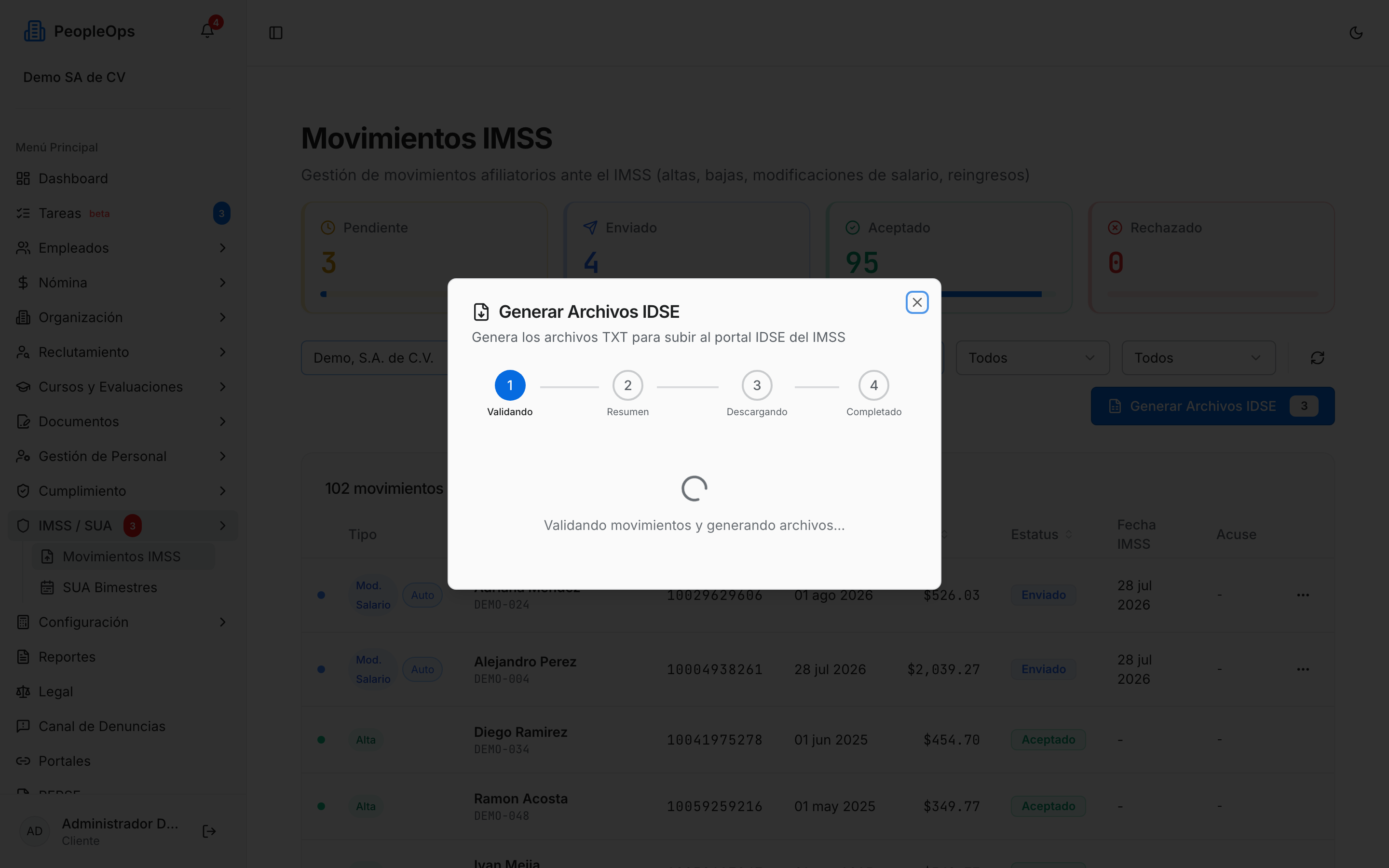 Validando los movimientos antes de mostrar el resumen