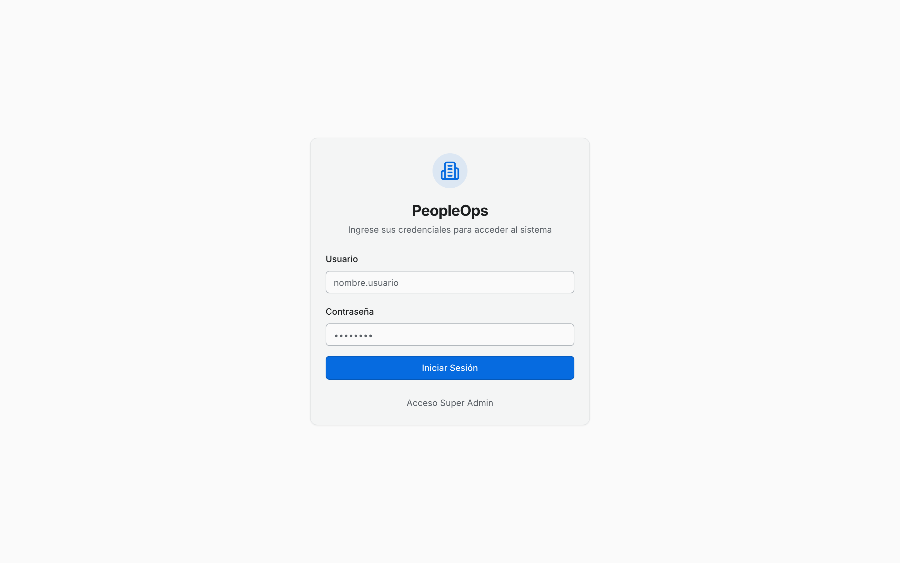 Pantalla de inicio de sesión de PeopleOps