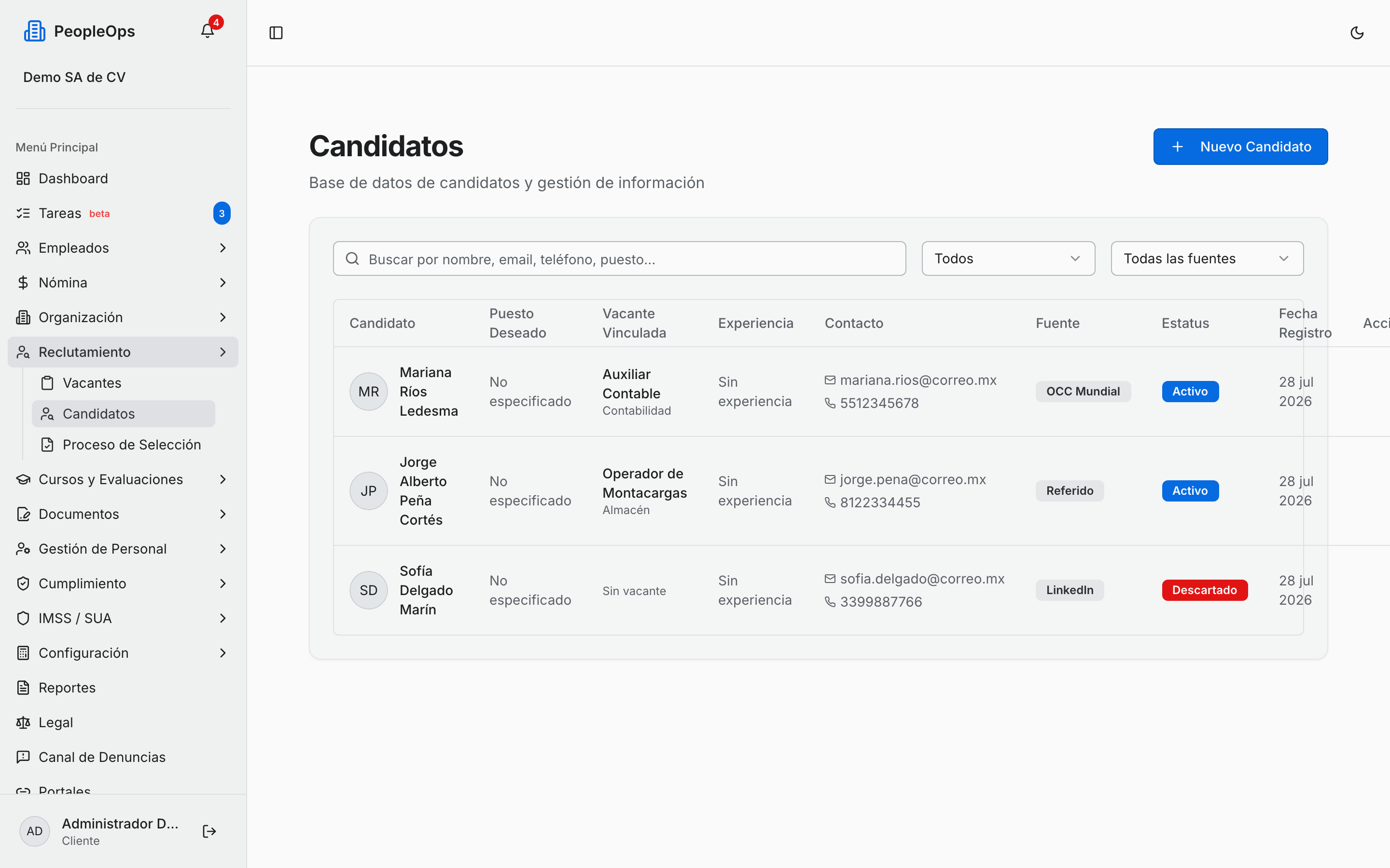 Los candidatos registrados
